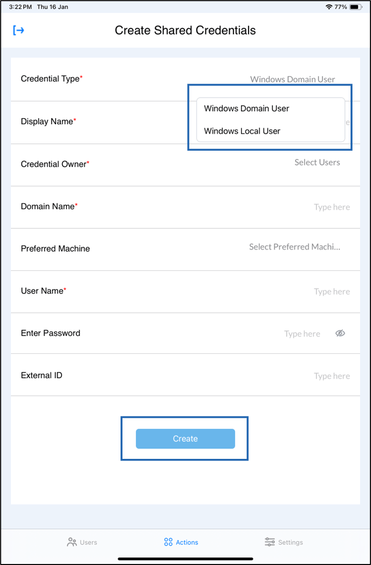 Oloid Connect: Create Shared Credential - screenshot 4