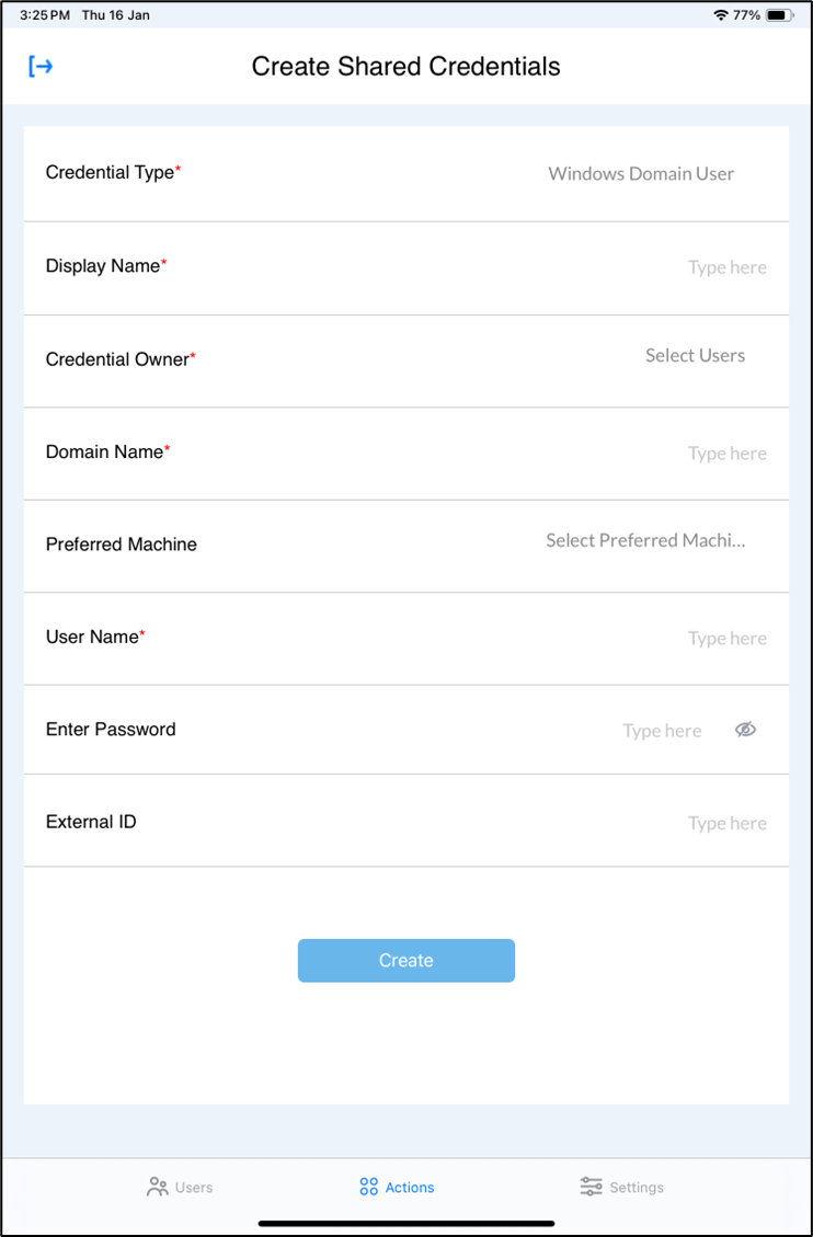 Oloid Connect: Create Shared Credential - screenshot 5