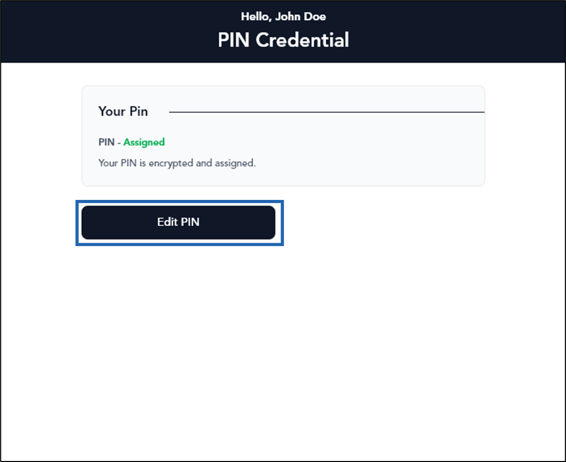 How to edit PIN in Oloid User Portal - screenshot 2