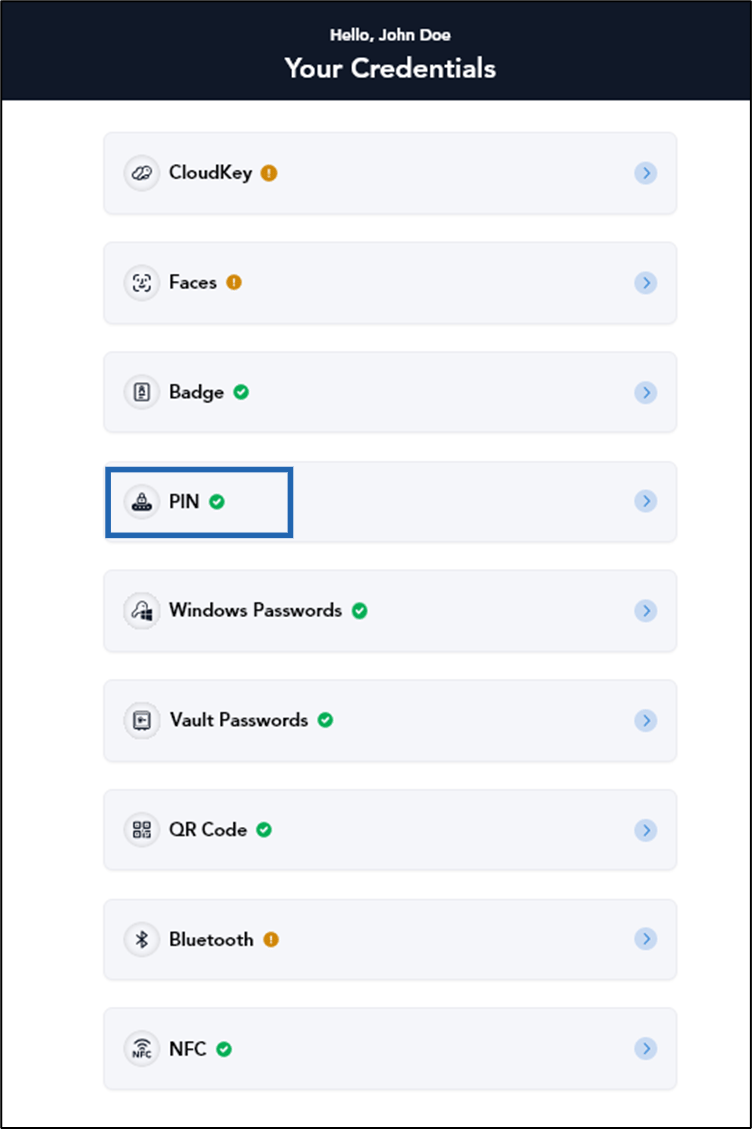 How to edit PIN in Oloid User Portal - screenshot 1