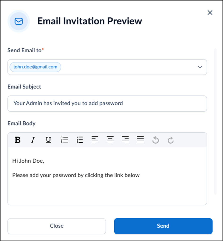 How to send invite to add Password to a... - screenshot 3