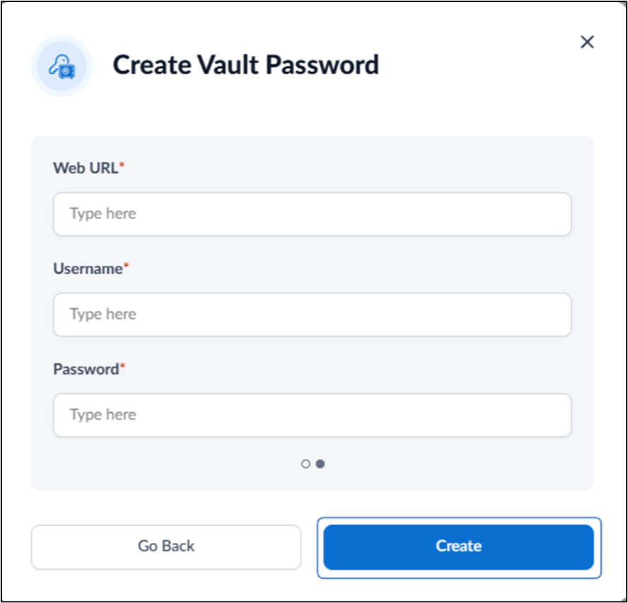 How to create Vault Password for a user - screenshot 4