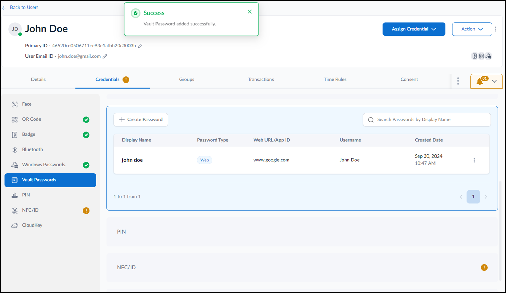 How to create Vault Password for a user - screenshot 5