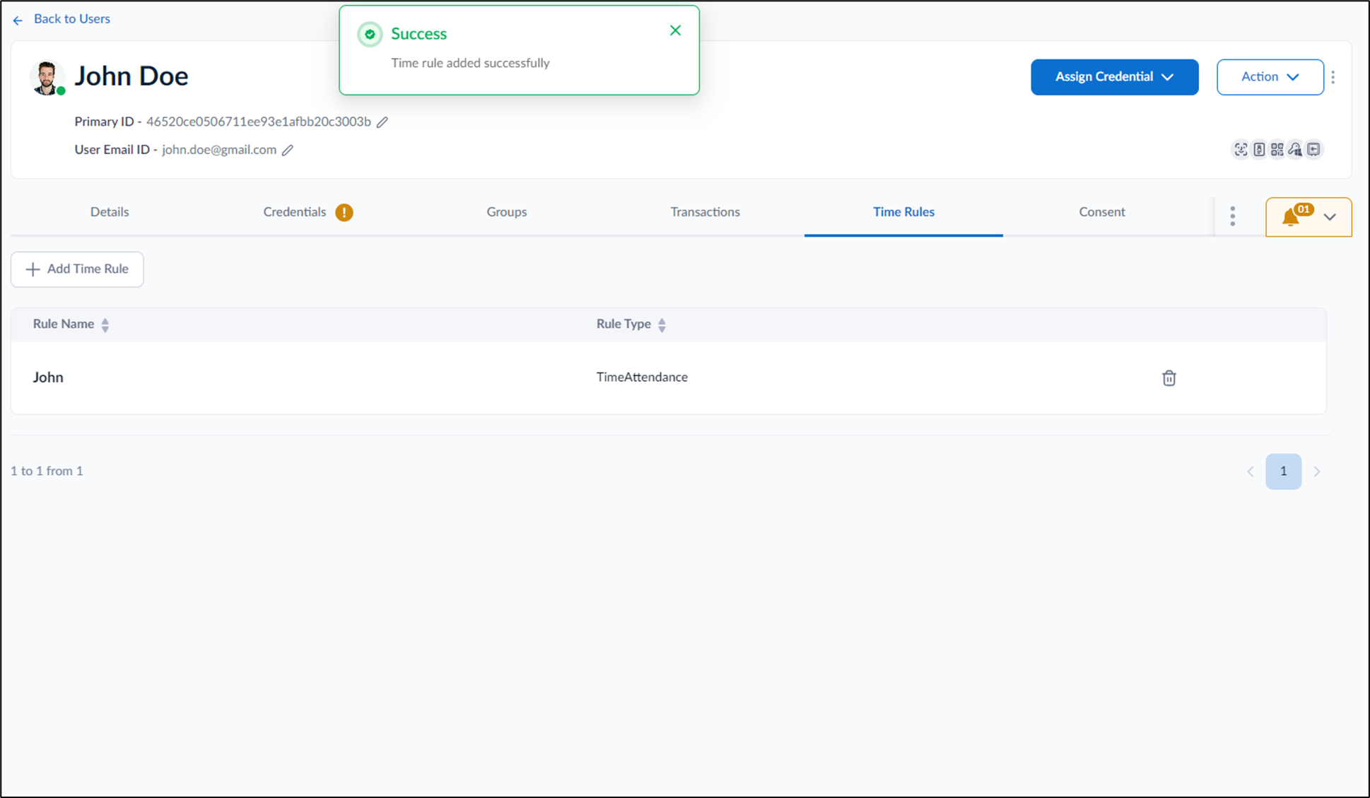 How to add Time Rules to a user - screenshot 3