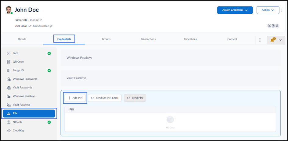 How to Add PIN Credential for User - screenshot 3