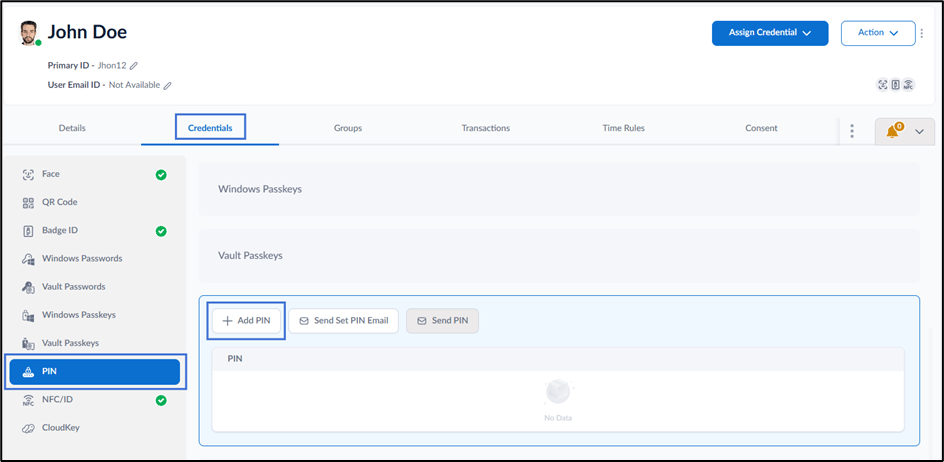 How to Add PIN Credential for User - screenshot 3