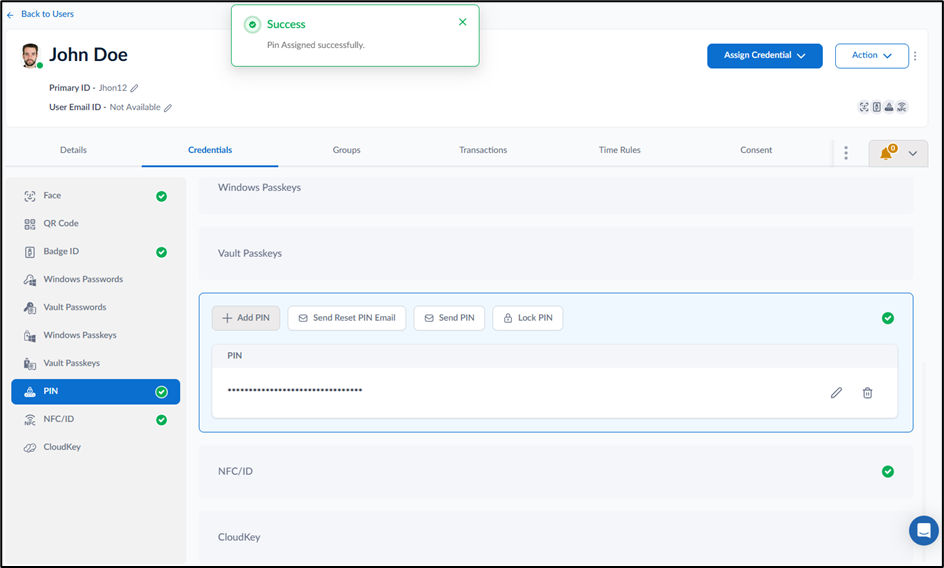 How to Add PIN Credential for User - screenshot 6