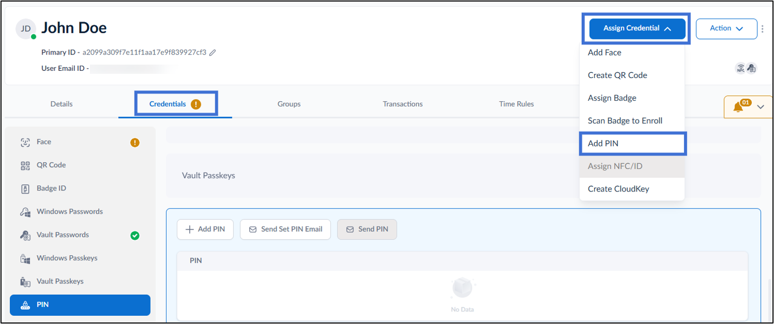 How to Add PIN Credential for User - screenshot 4