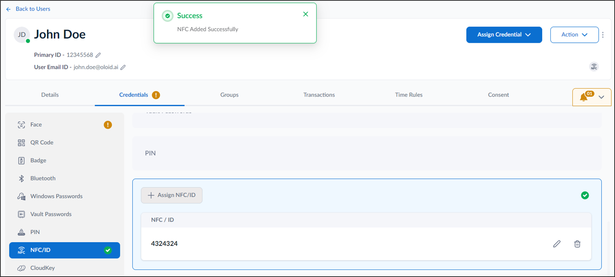 How to assign NFC/ID as a credential to... - screenshot 8