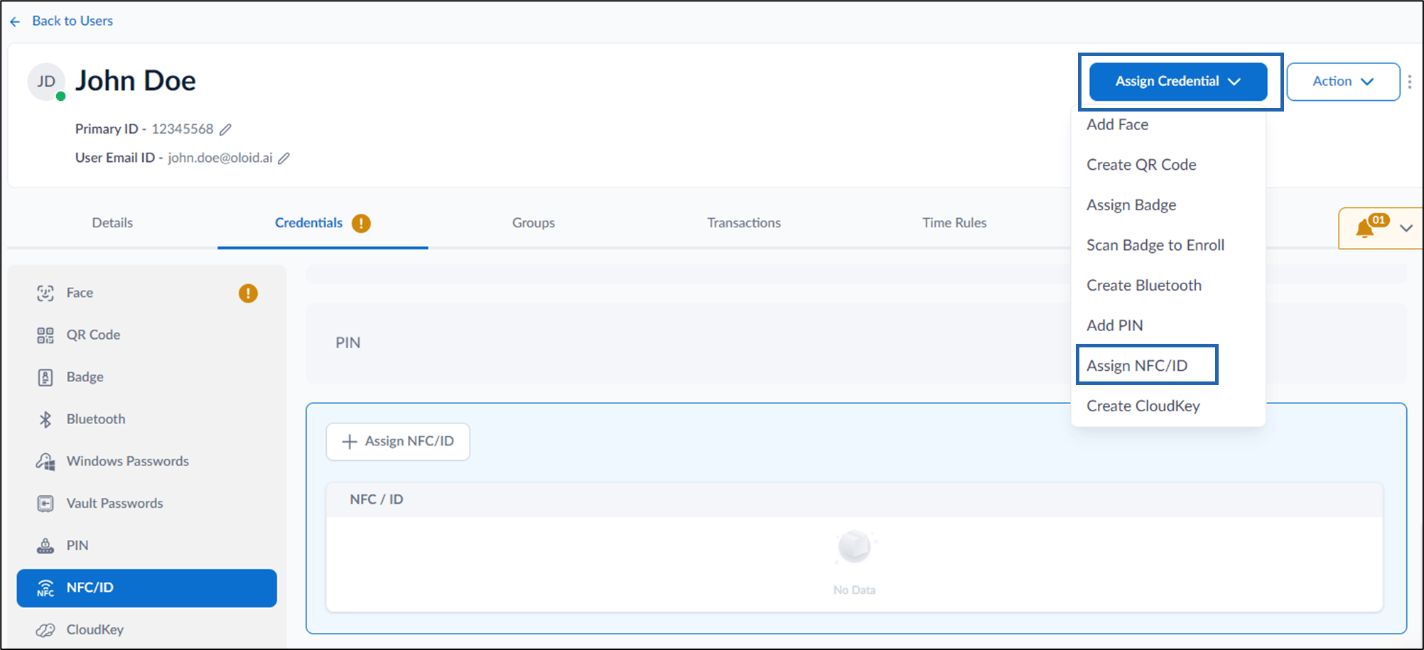How to assign NFC/ID as a credential to... - screenshot 6