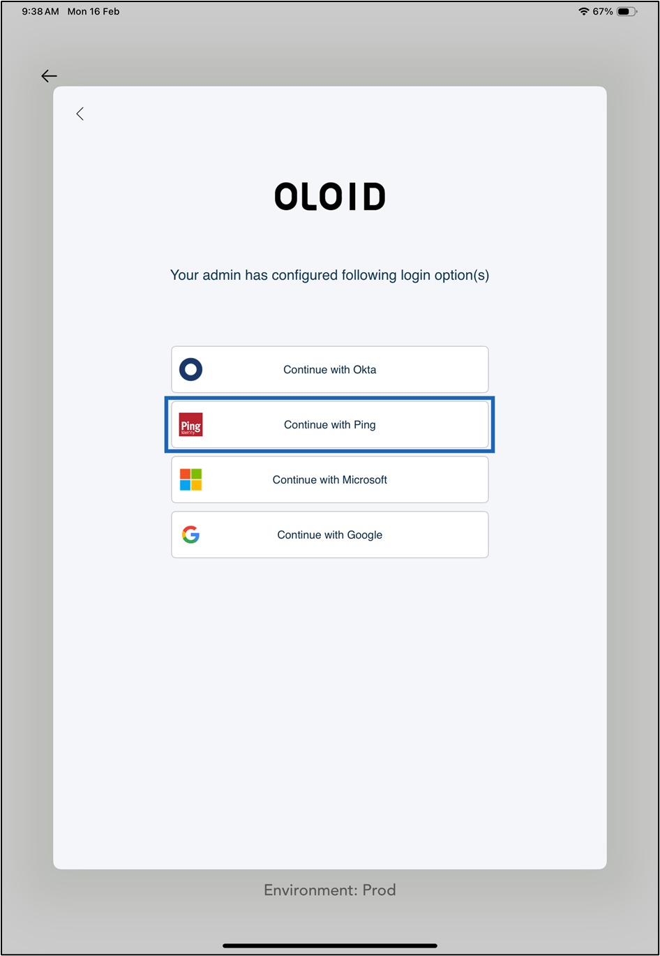 Login using Ping One SSO - screenshot 5