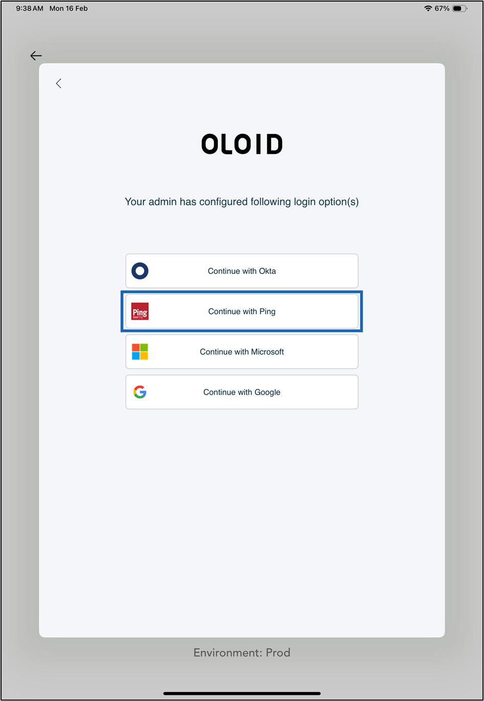 Login using Ping One SSO - screenshot 5
