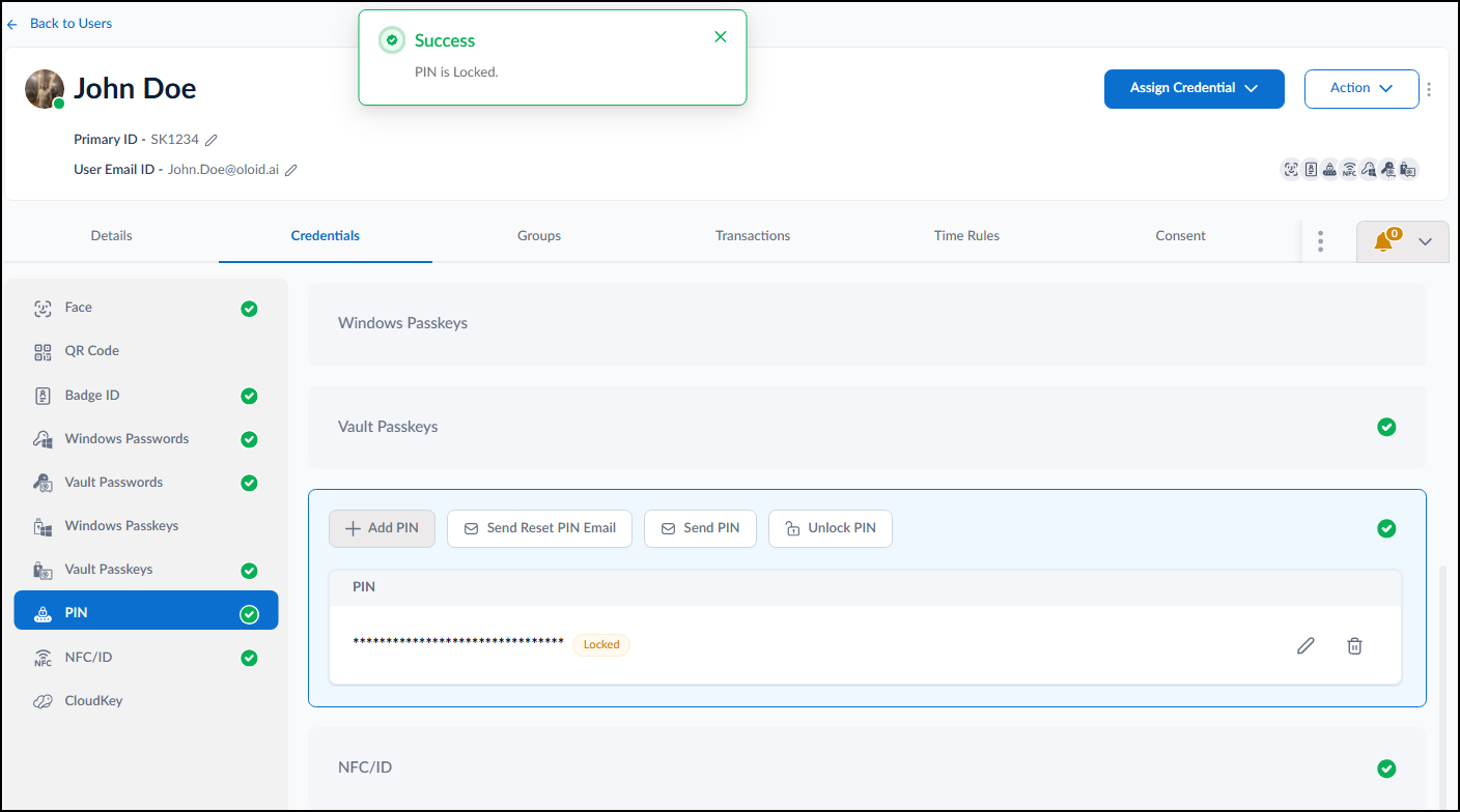 How to Lock PIN Credential for a User - screenshot 6