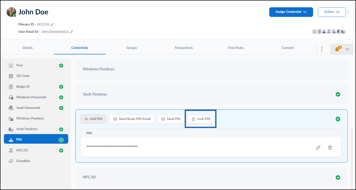 How to Lock PIN Credential for a User - screenshot 4