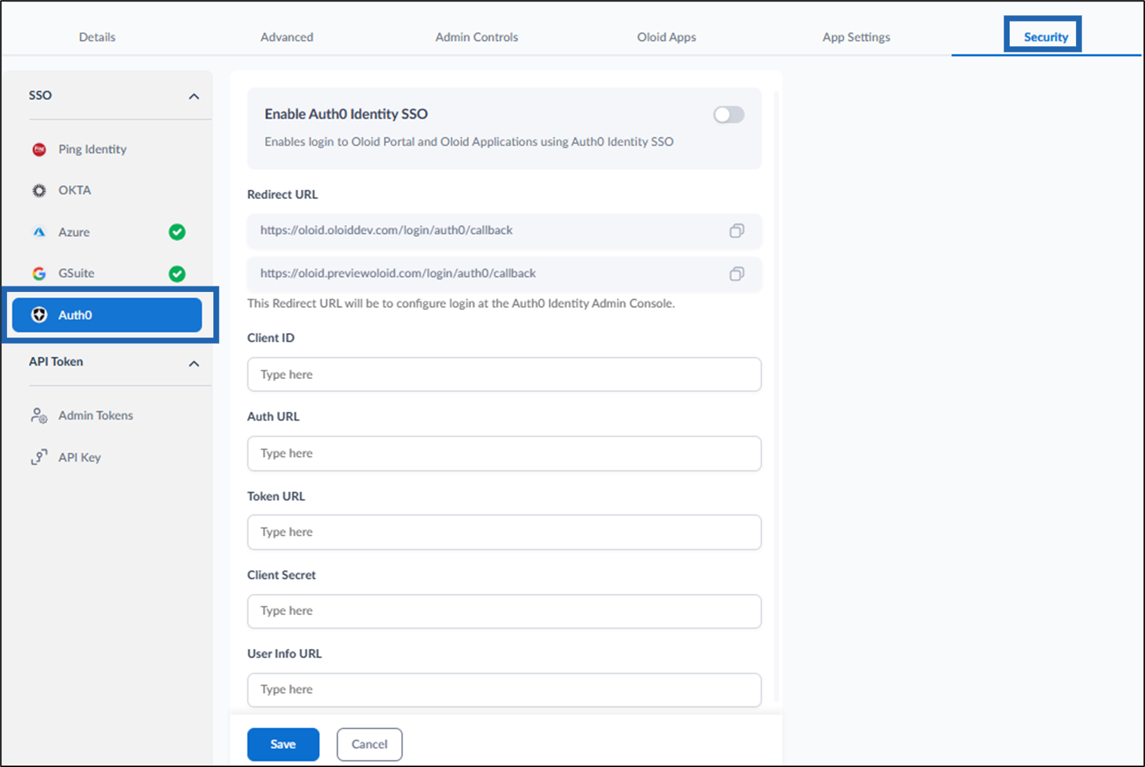 How to configure Auth0 SSO in Oloid... - screenshot 2