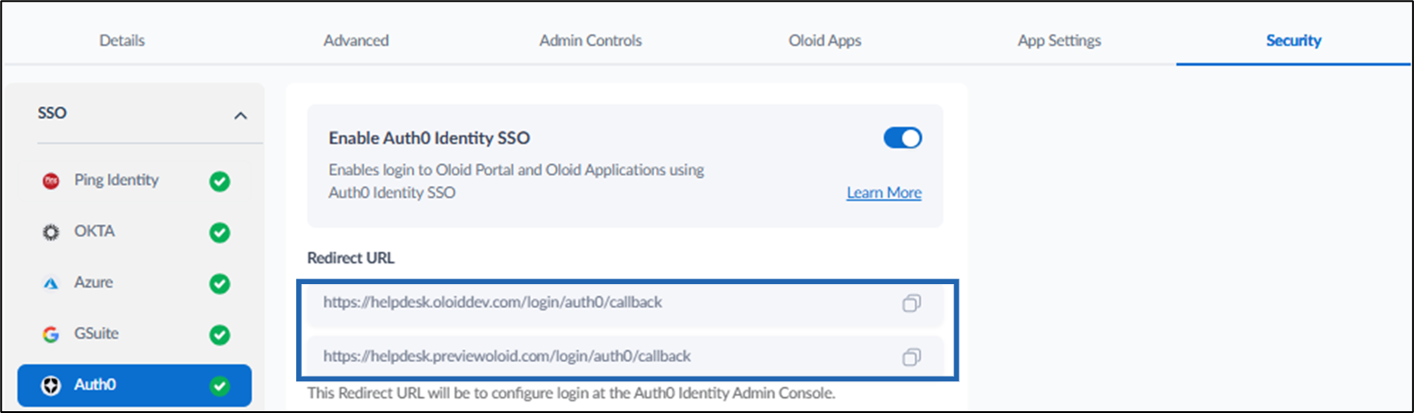 Auth0 Settings for Oloid SSO - screenshot 4