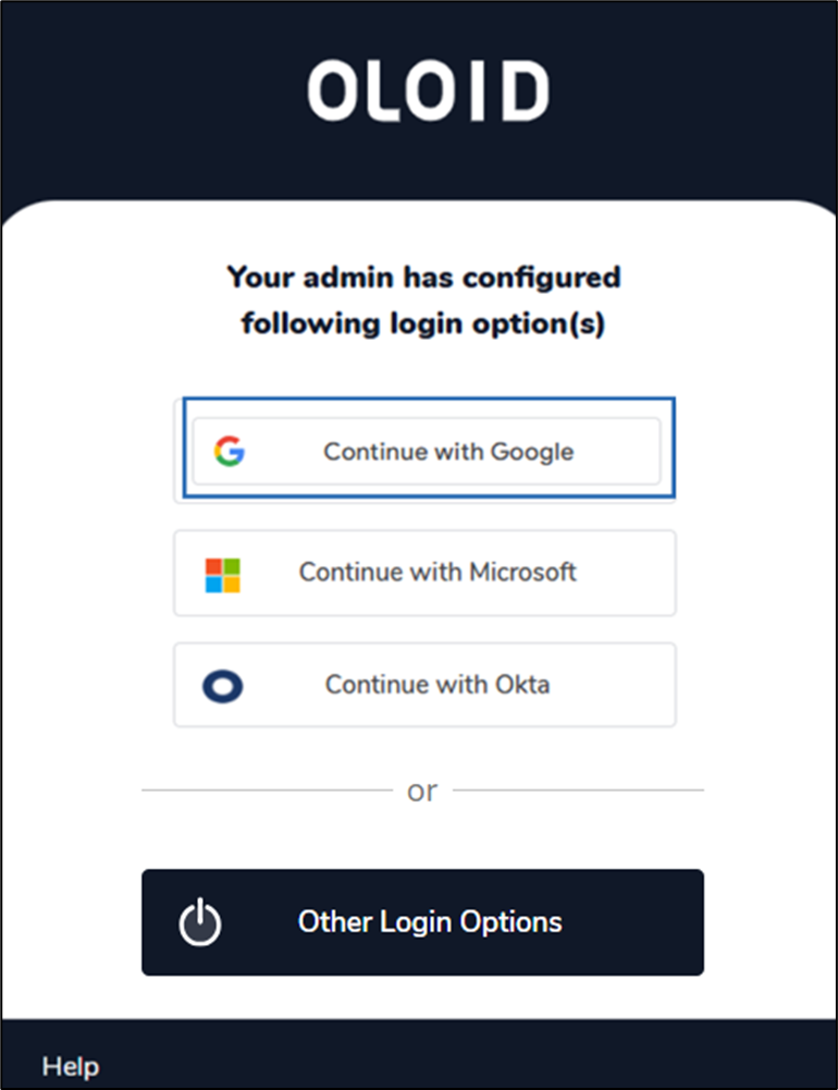 How to login Oloid User Portal with... - screenshot 2