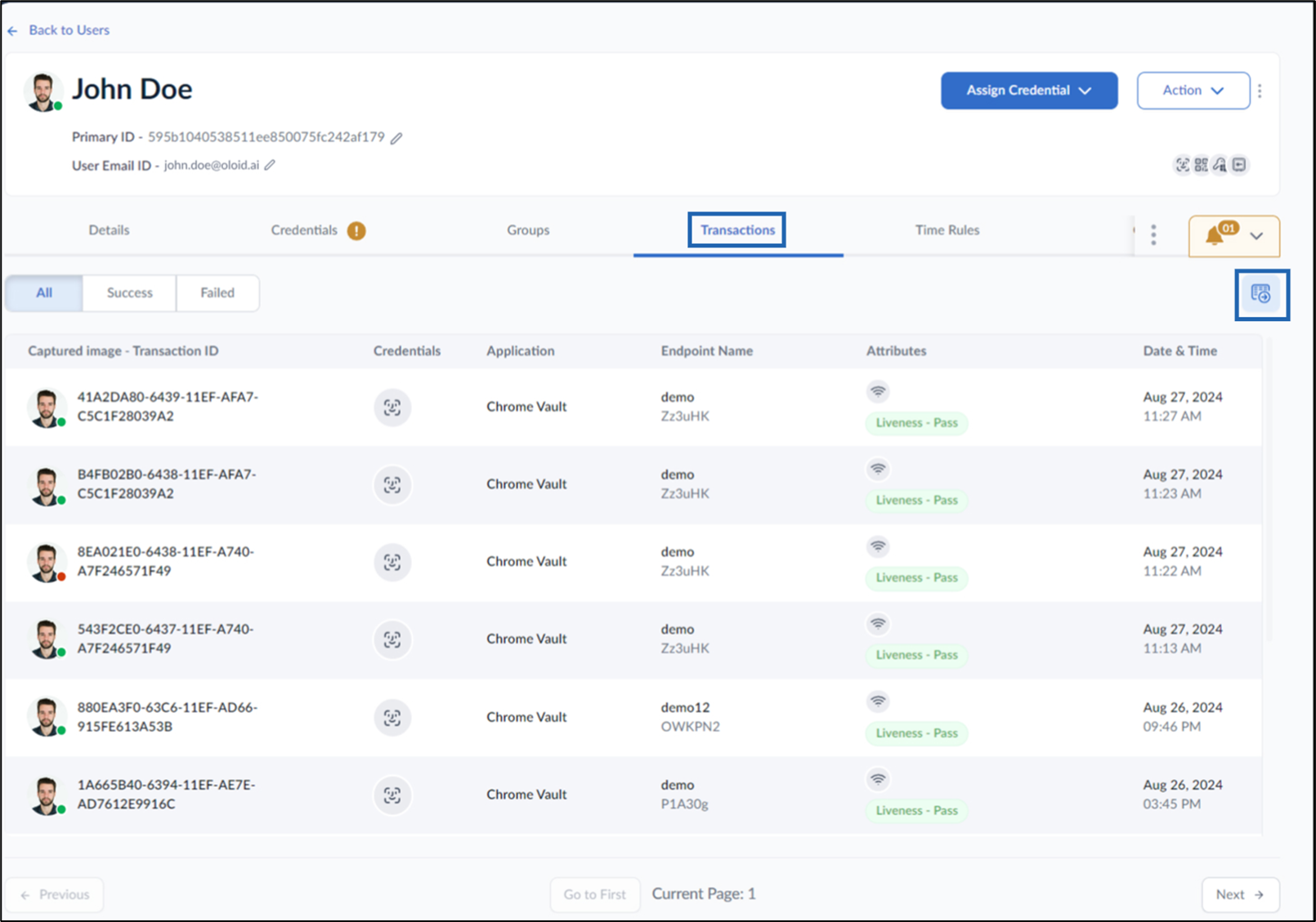 How to Export Transactions of a user - screenshot 2