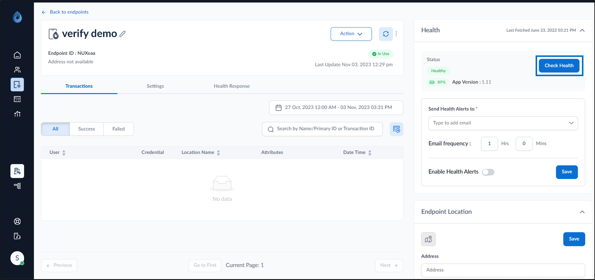 How to check health of endpoint - screenshot 3