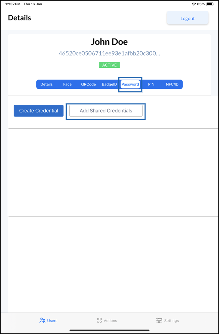 How to add Shared Credential to an User... - screenshot 2