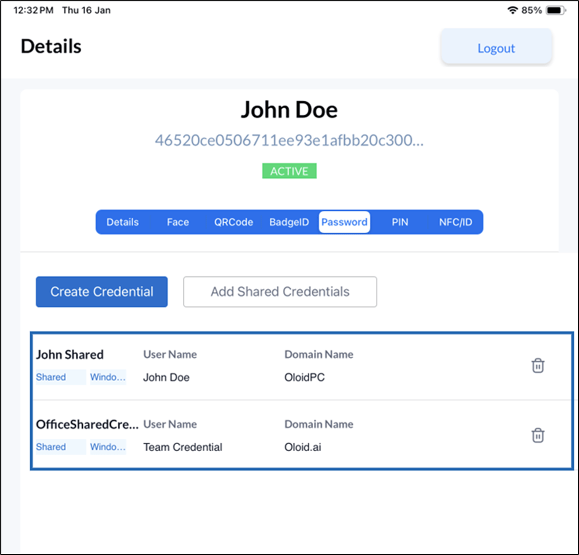 How to add Shared Credential to an User... - screenshot 4