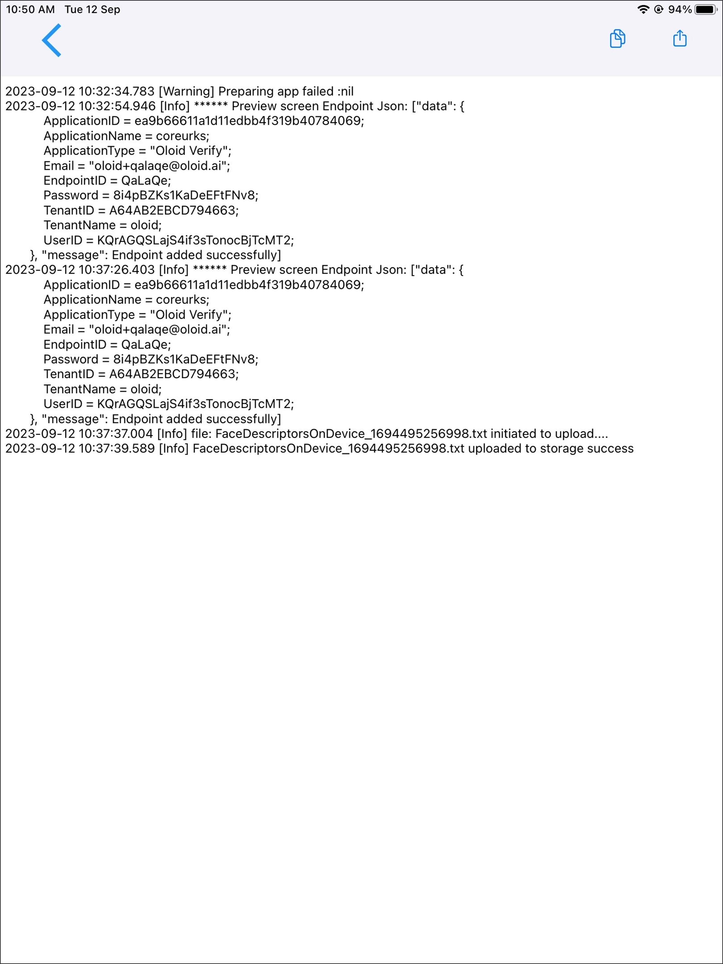 Set up sharing logs with the app... - screenshot 8