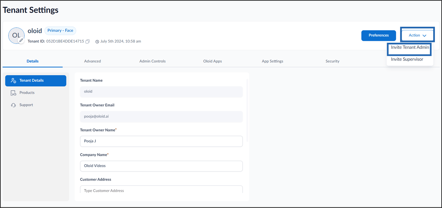 How to add and invite a Tenant Admin - screenshot 3
