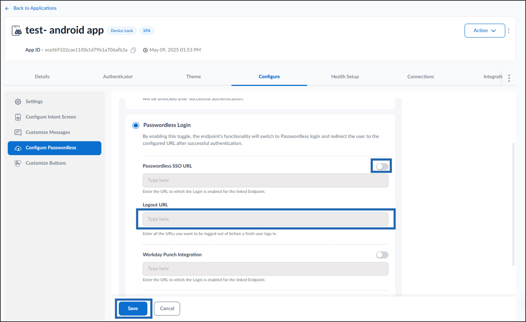 How to set logout URL in Passwordless... - screenshot 4