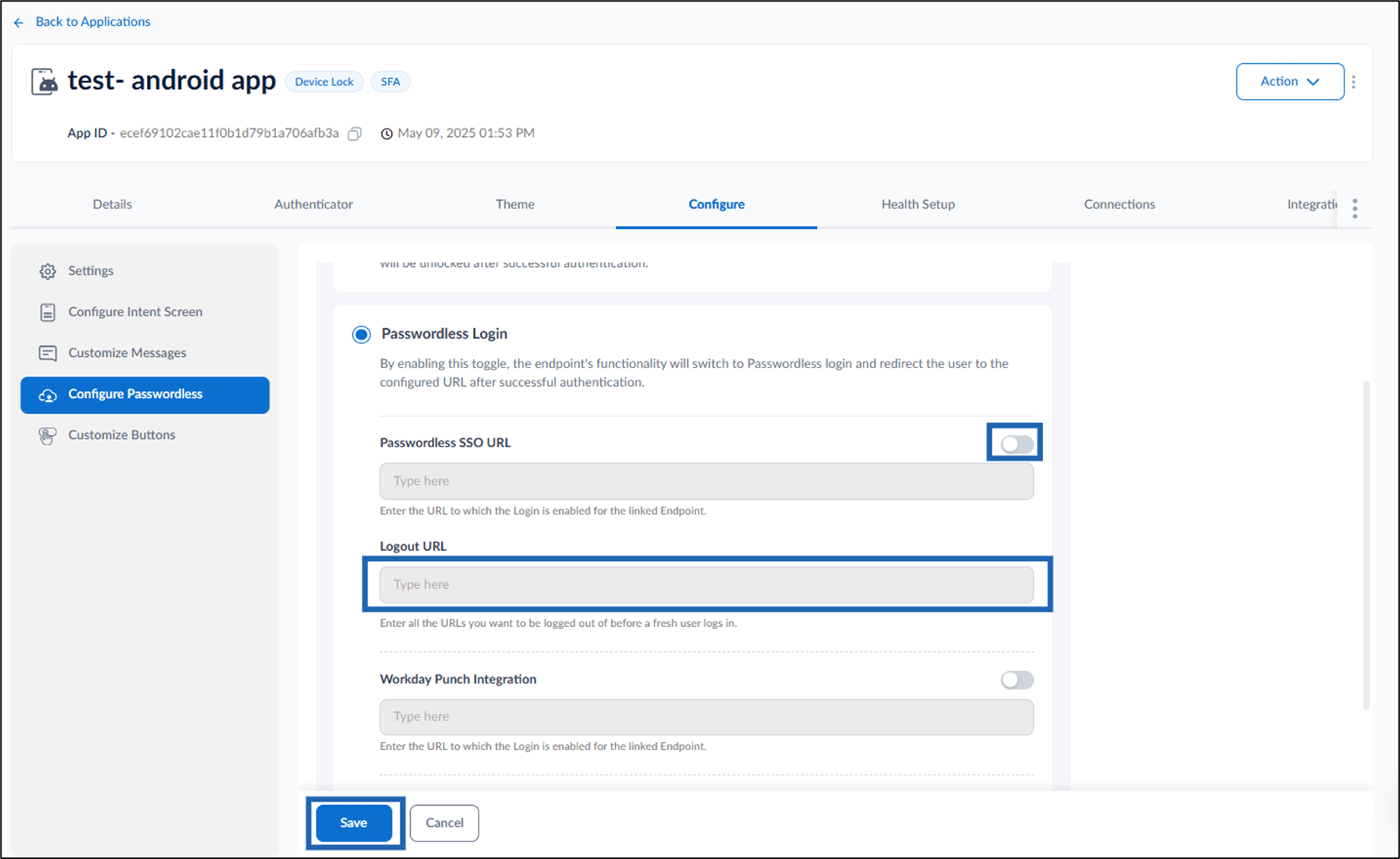 How to set logout URL in Passwordless... - screenshot 4