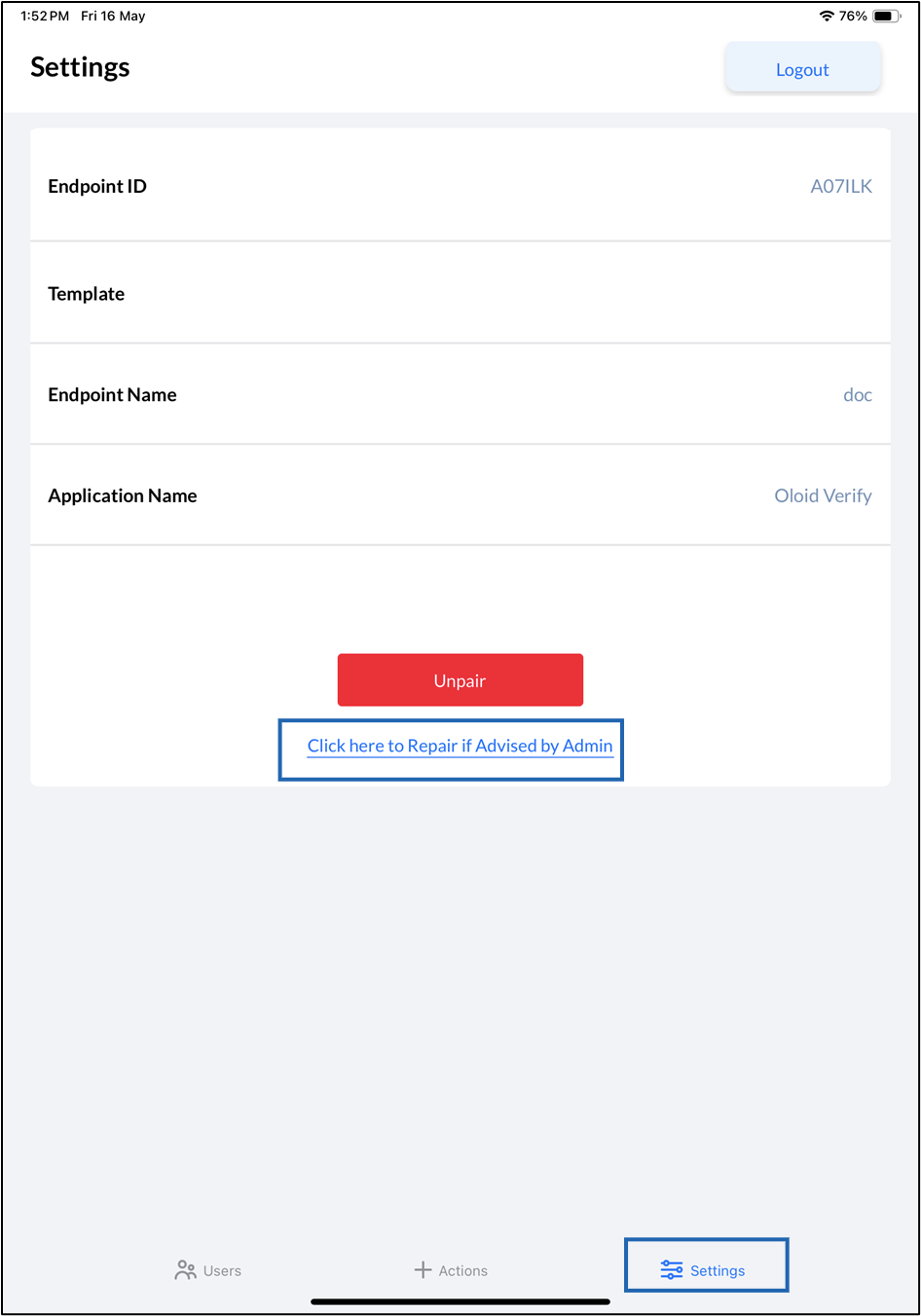 How to Re-pair Endpoint - screenshot 2