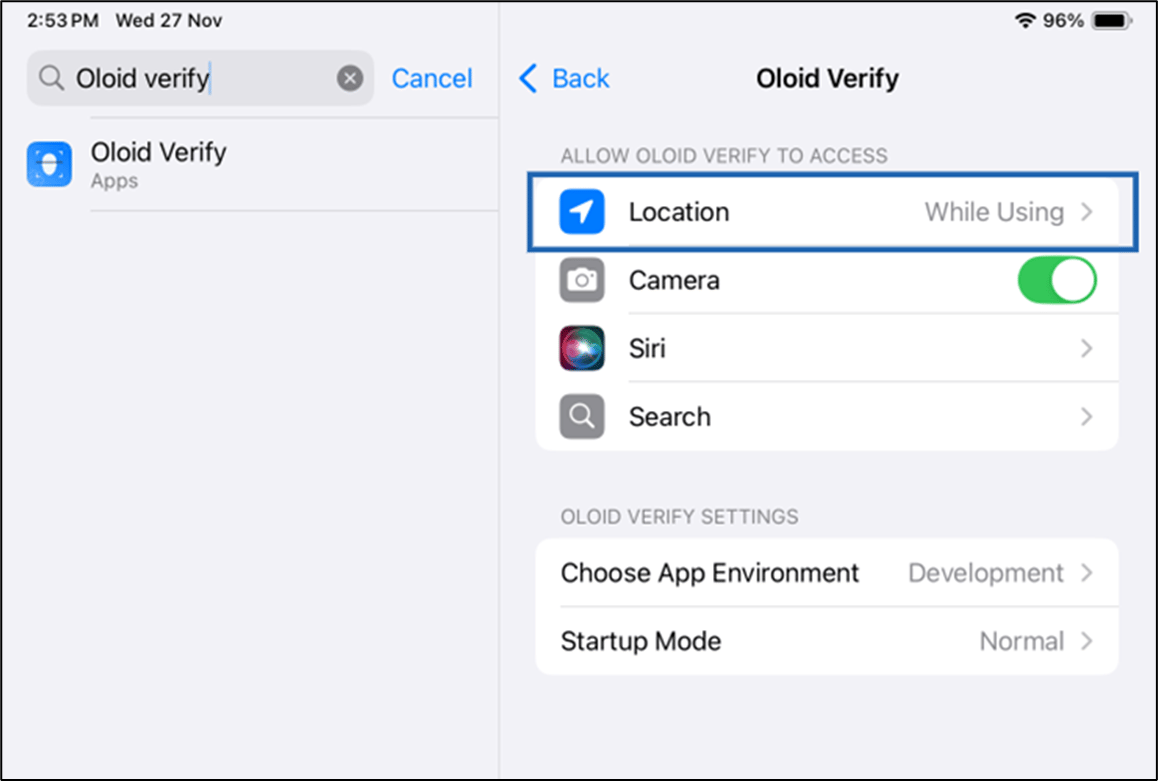 Oloid Verify- How to update location... - screenshot 2