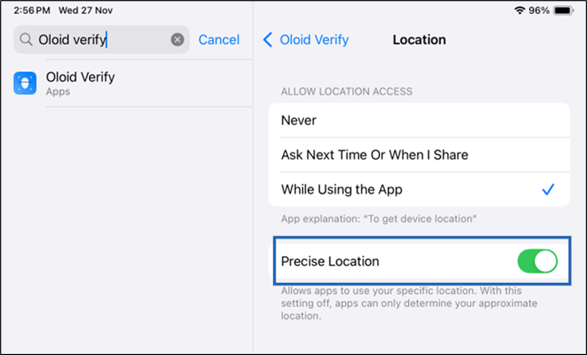 Oloid Verify- How to update location... - screenshot 3