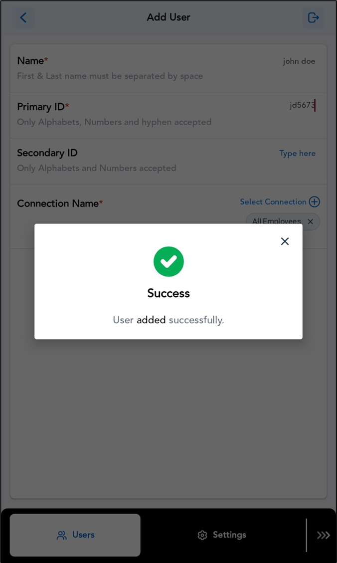 How to Add User in Oloid DeviceLock App - screenshot 6