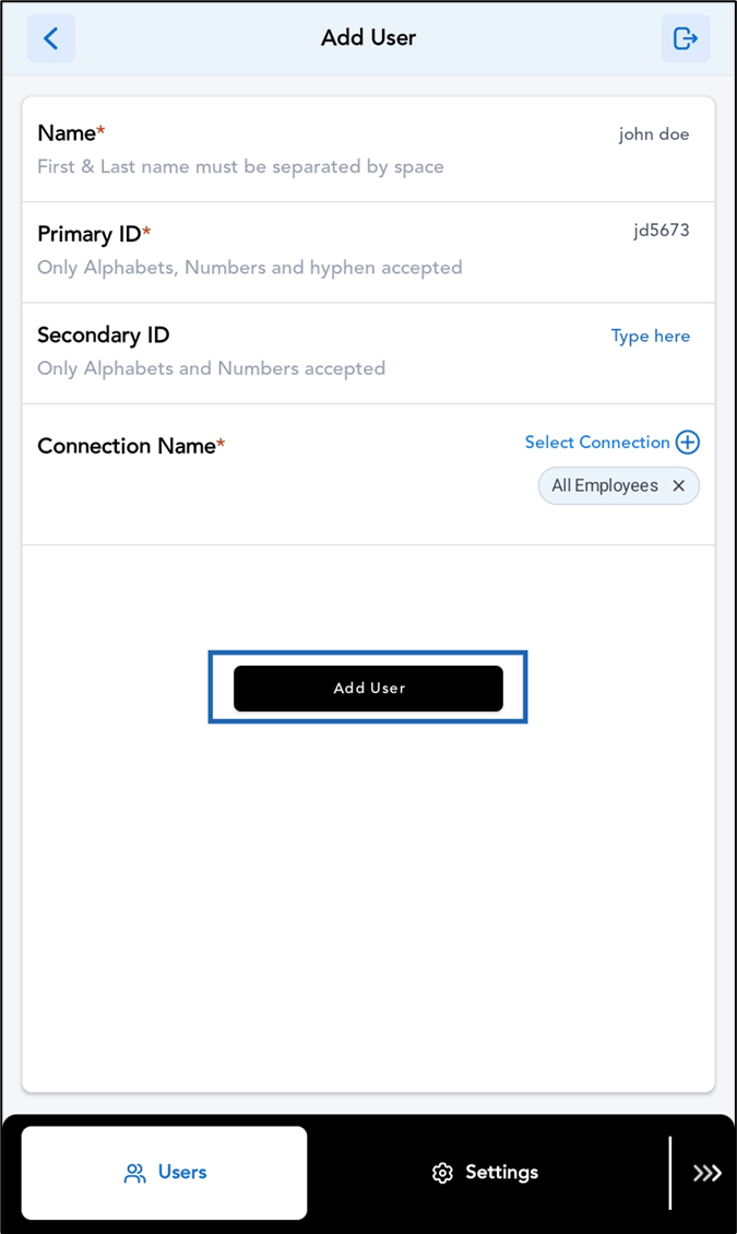 How to Add User in Oloid DeviceLock App - screenshot 5