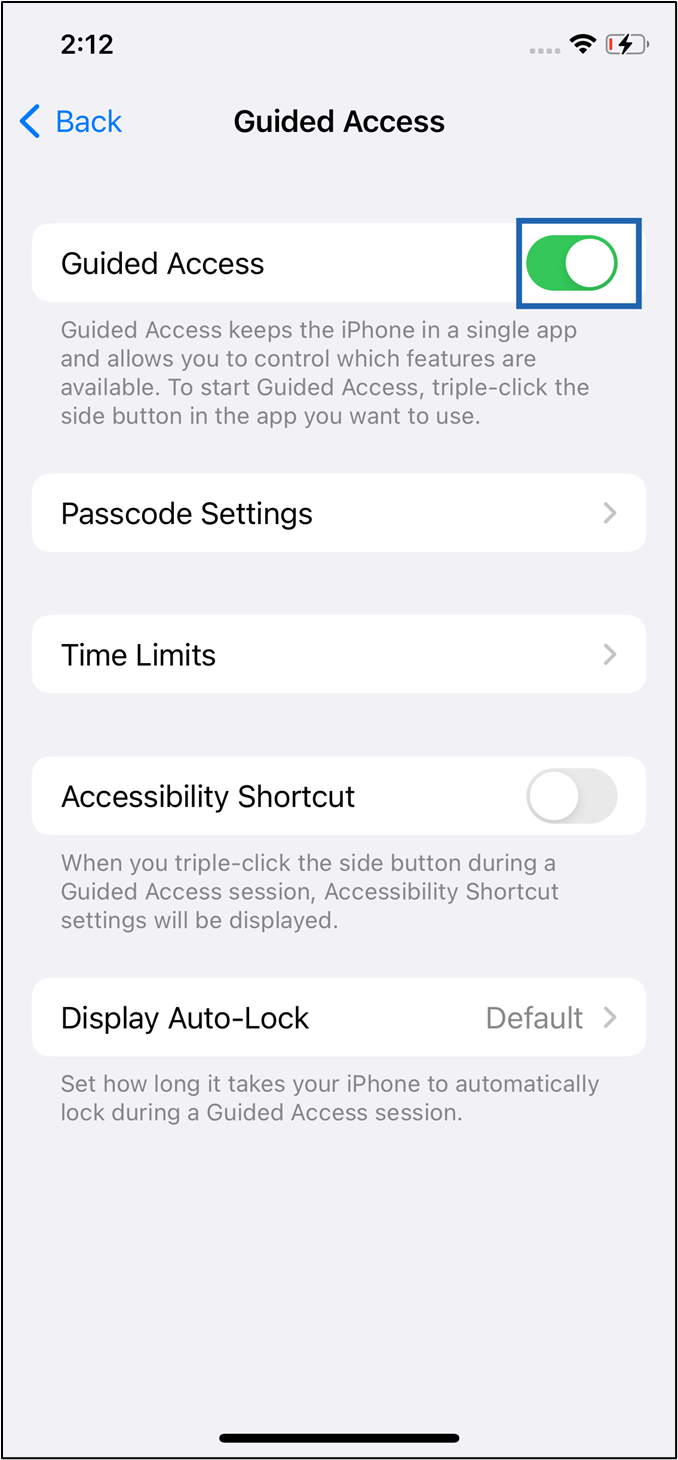 Set up iPhone in Guided Access Mode - screenshot 3