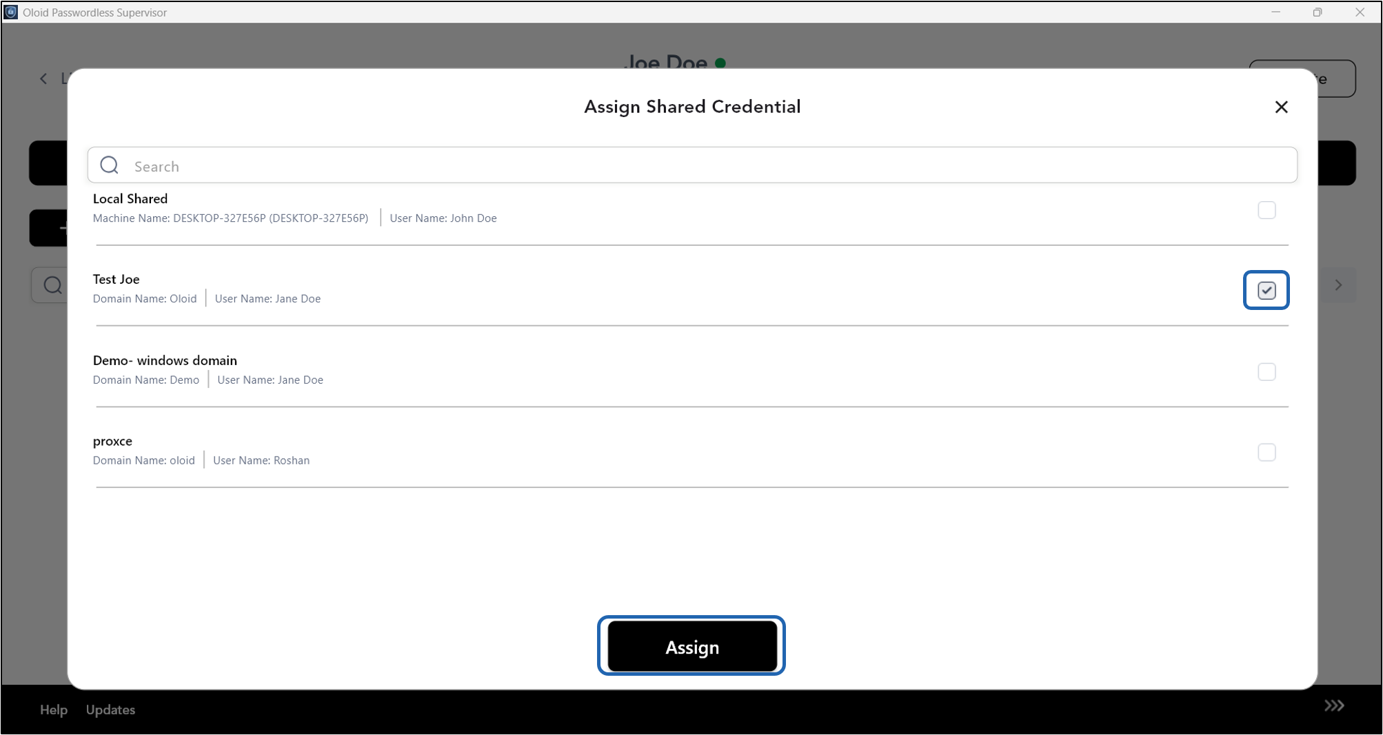 How to Assign Shared Credential - screenshot 4