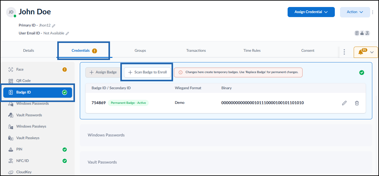 How to Assign Temporary Badge to a User... - screenshot 2