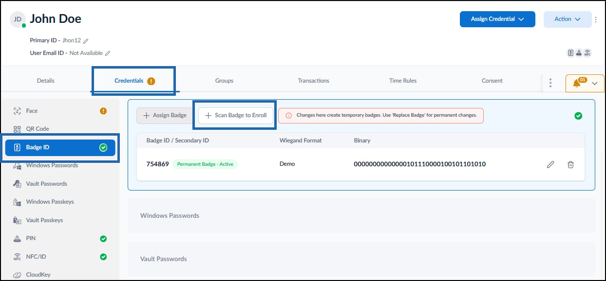 How to Assign Temporary Badge to a User... - screenshot 2
