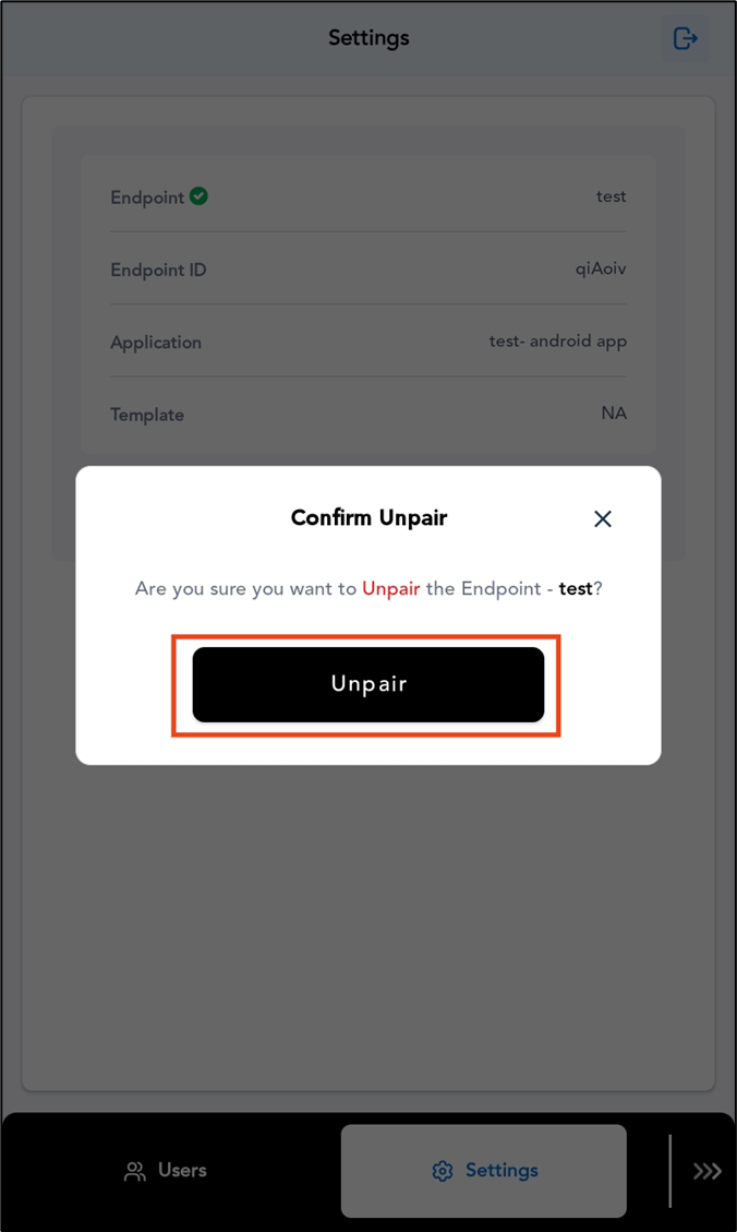 How to Unpair an Endpoint - screenshot 3