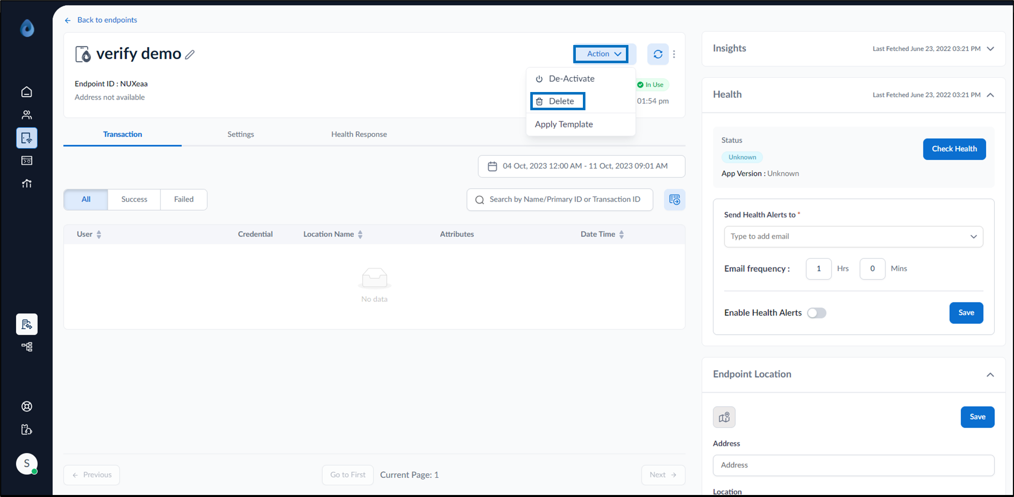 How to delete endpoint - screenshot 3