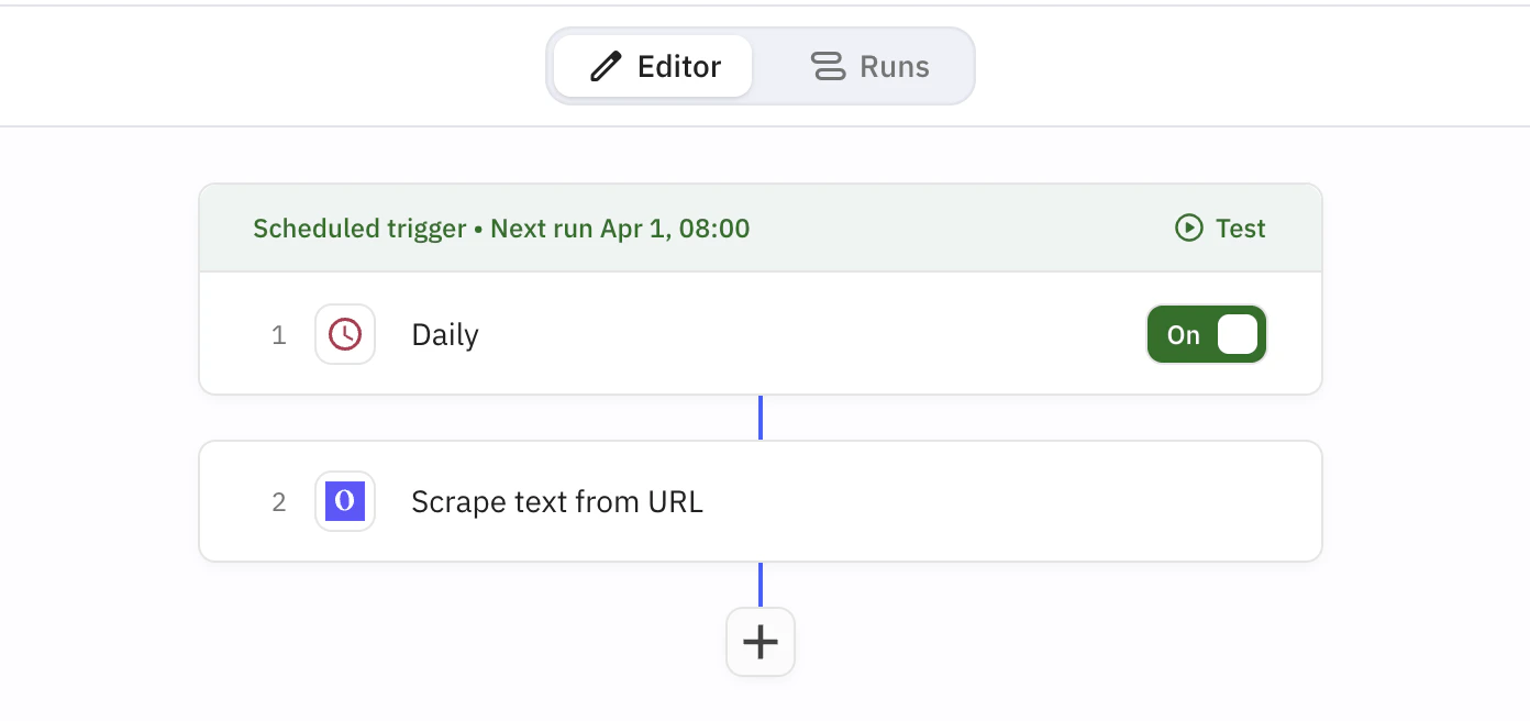 Placeholder: Canvas Relay montrant les étapes de planification et de scraping Olostep