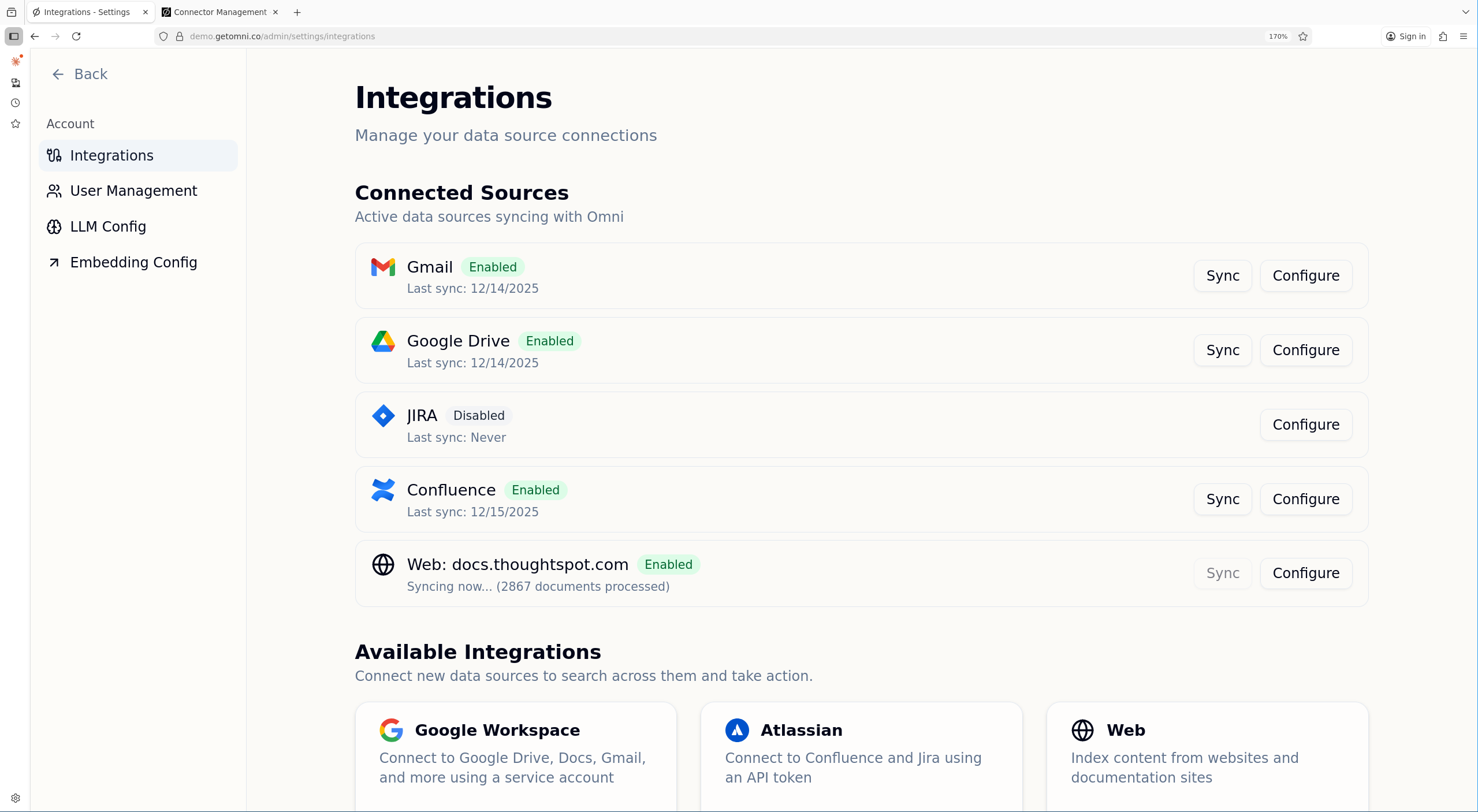Connector Management - Omni Documentation