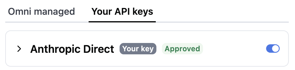 Enabled toggle for the Anthropic Direct provider
