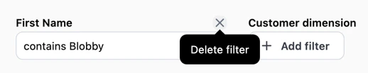 X removal icon displaying on a viewer-added filter in an Omni dashboard