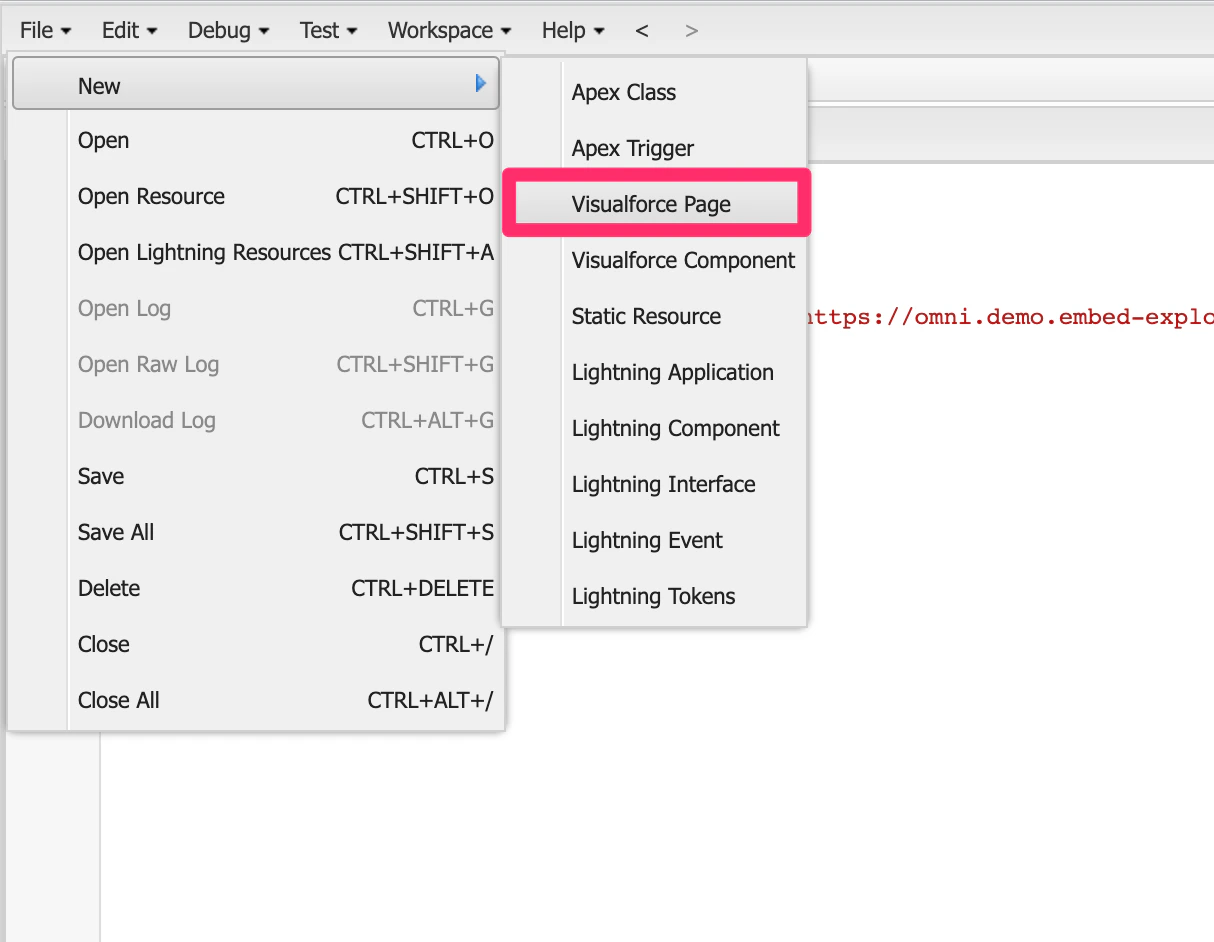 Creating a new Visualforce page in the Salesforce Developer Console