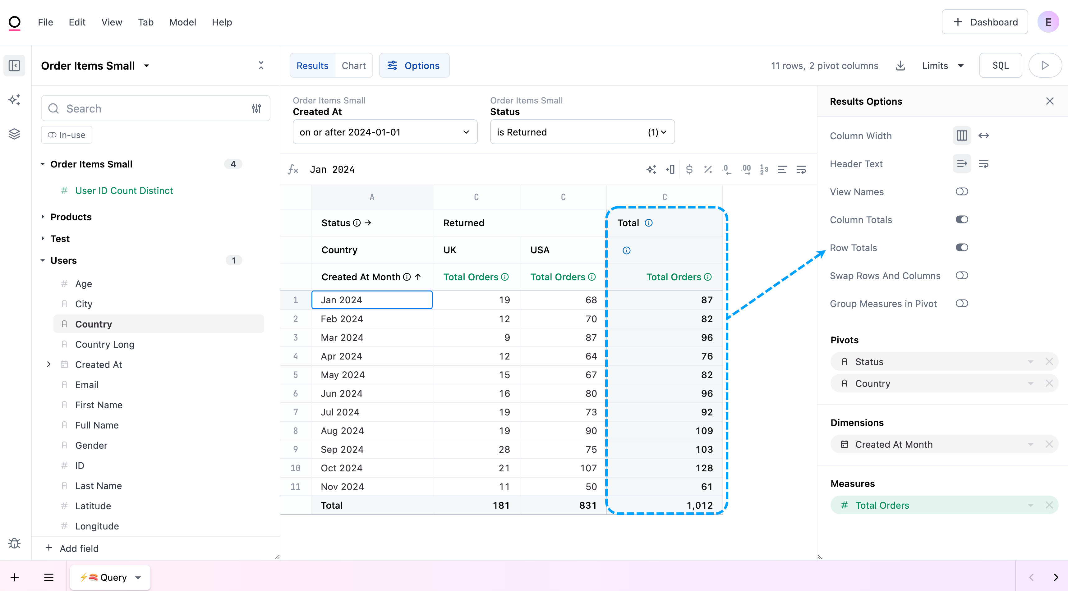 Building point-and-click queries - Omni Docs