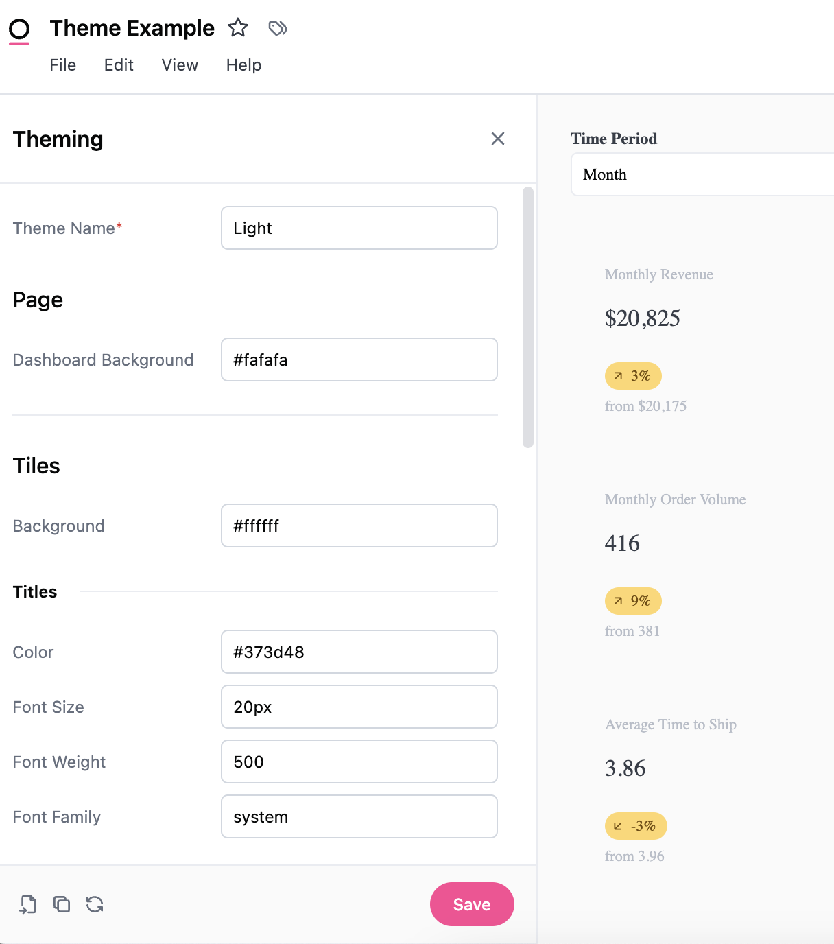 Applying themes to dashboards - Omni Docs