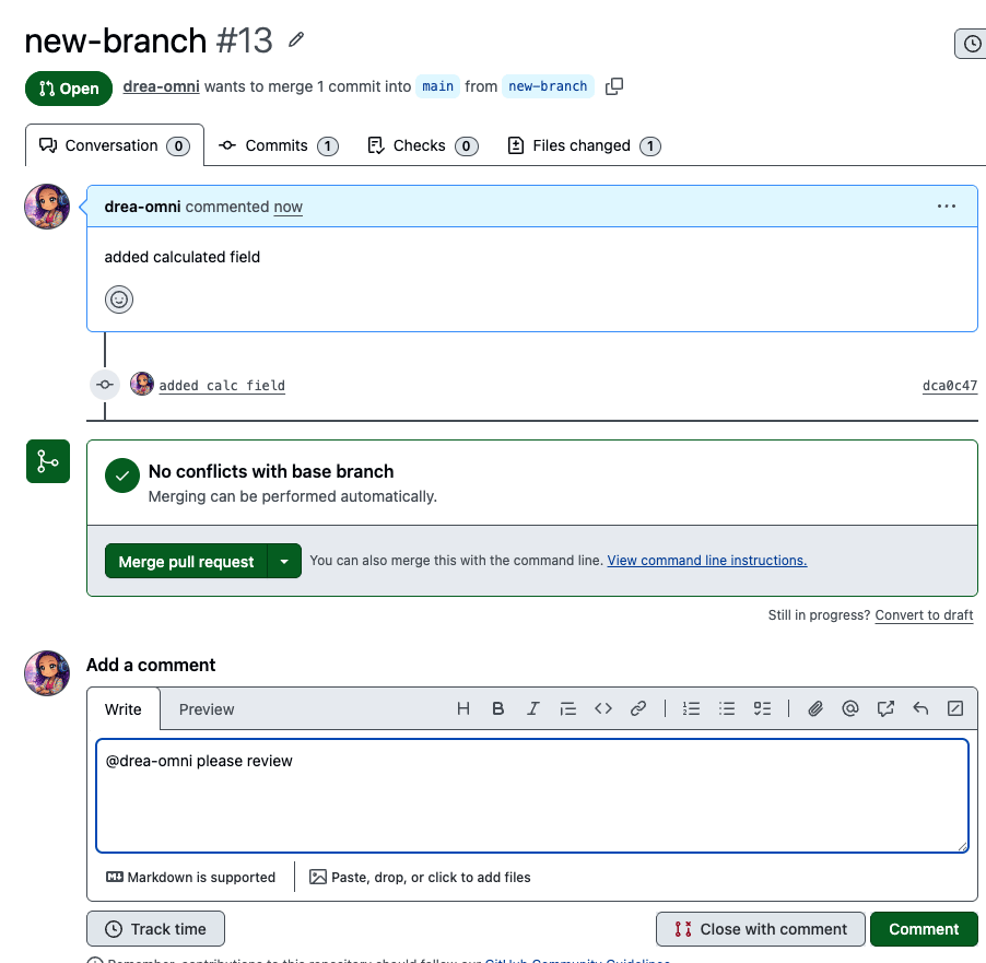 Reviewing and approving the pull request