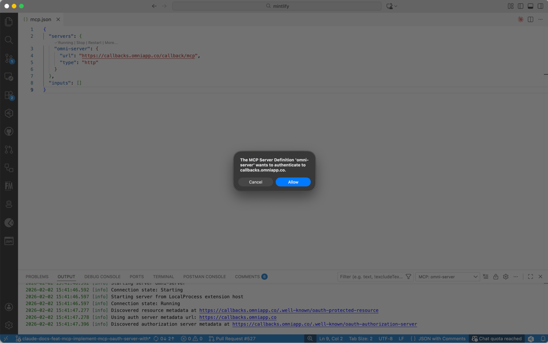 Using the MCP Server in Visual Studio Code - Omni Docs