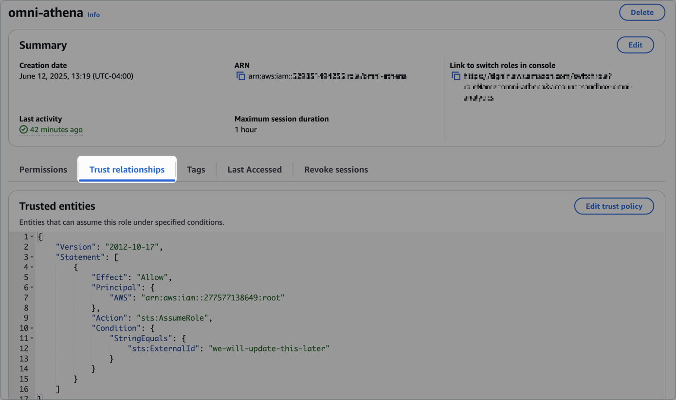 Athena role trust relationships